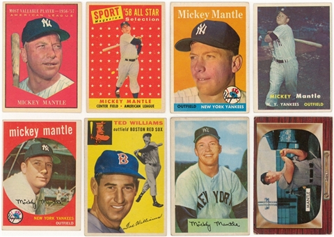 1954-1961 Topps and Bowman Mickey Mantle and Ted Williams Collection (8)